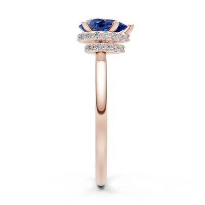 Pear Hidden Double Halo Engagement Ring