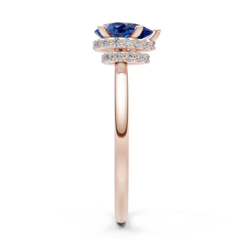 Pear Hidden Double Halo Engagement Ring