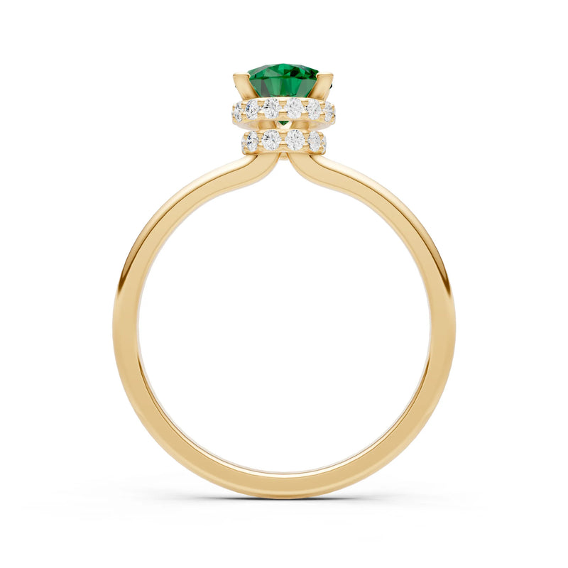 Emerald Pear Hidden Double Halo Engagement Ring