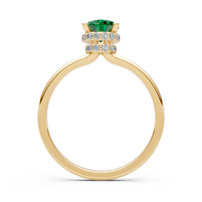 Pear Hidden Double Halo Engagement Ring