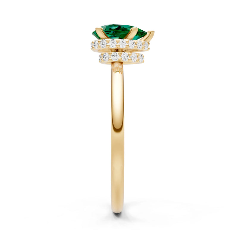 Emerald Pear Hidden Double Halo Engagement Ring
