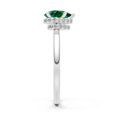 Pear Hidden Double Halo Engagement Ring