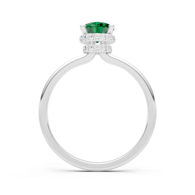 Emerald Pear Hidden Double Halo Engagement Ring