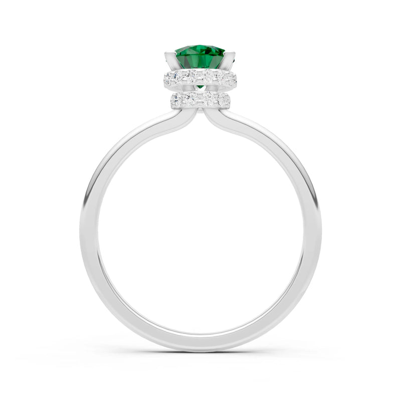 Emerald Pear Hidden Double Halo Engagement Ring