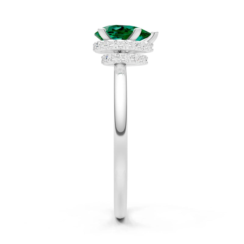 Emerald Pear Hidden Double Halo Engagement Ring