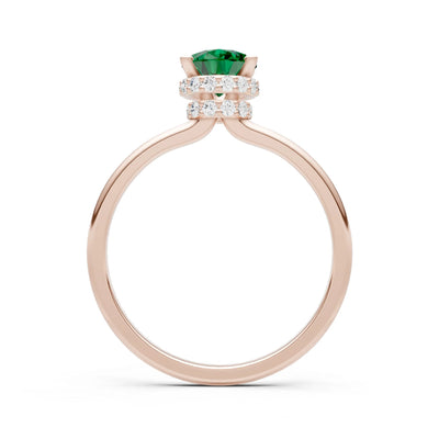 Emerald Pear Hidden Double Halo Engagement Ring