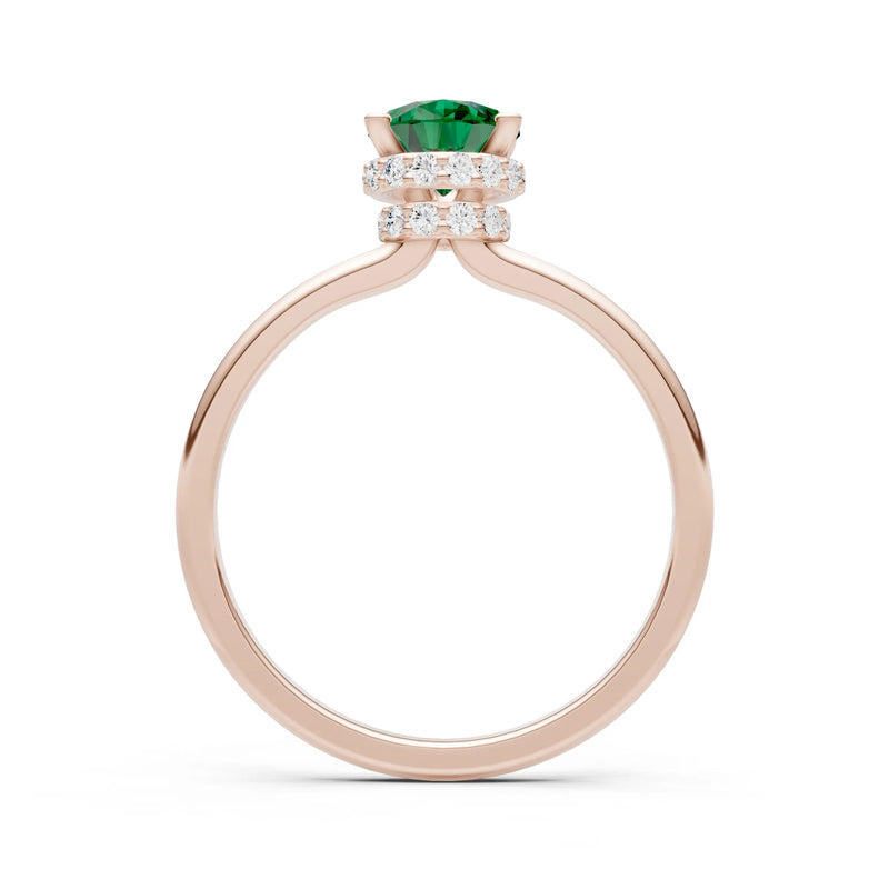 Emerald Pear Hidden Double Halo Engagement Ring