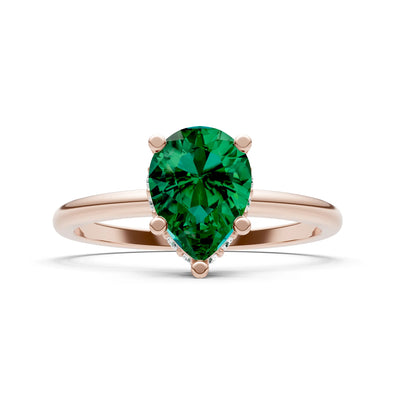 Emerald Pear Hidden Double Halo Engagement Ring