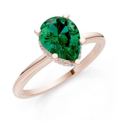 Pear Hidden Double Halo Engagement Ring
