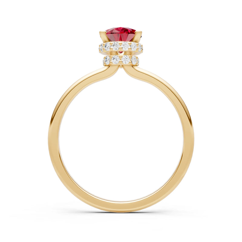 Ruby Pear Hidden Double Halo Engagement Ring