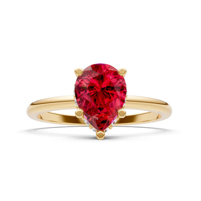 Ruby Pear Hidden Double Halo Engagement Ring