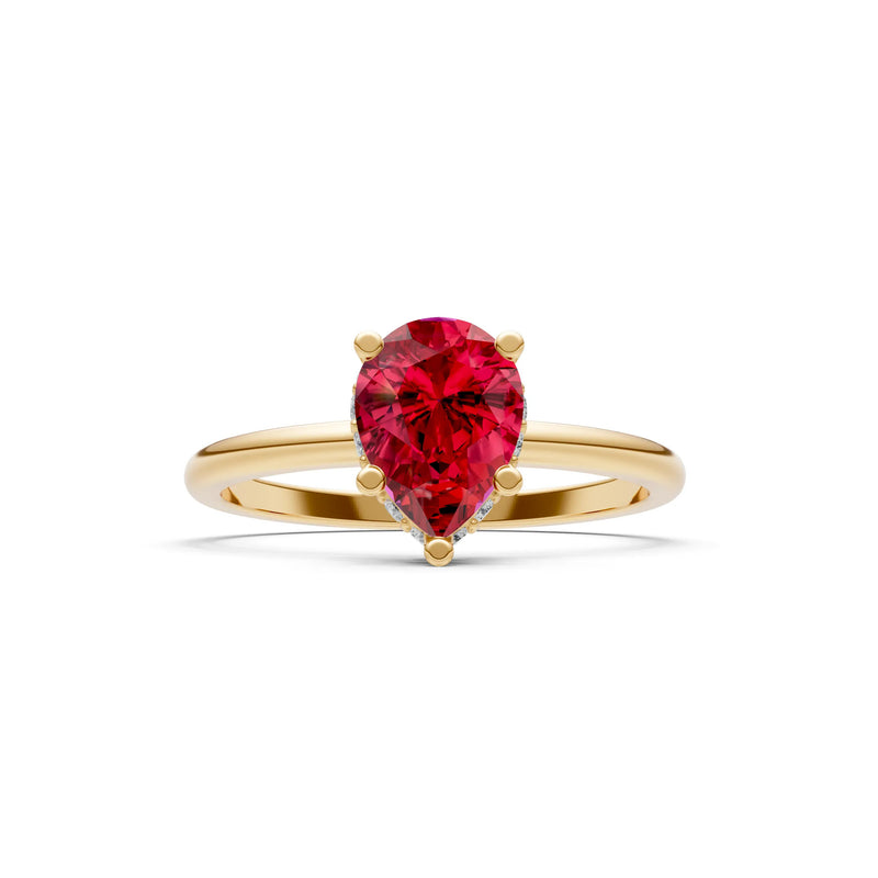 Pear Hidden Double Halo Engagement Ring