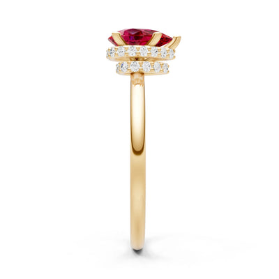 Ruby Pear Hidden Double Halo Engagement Ring