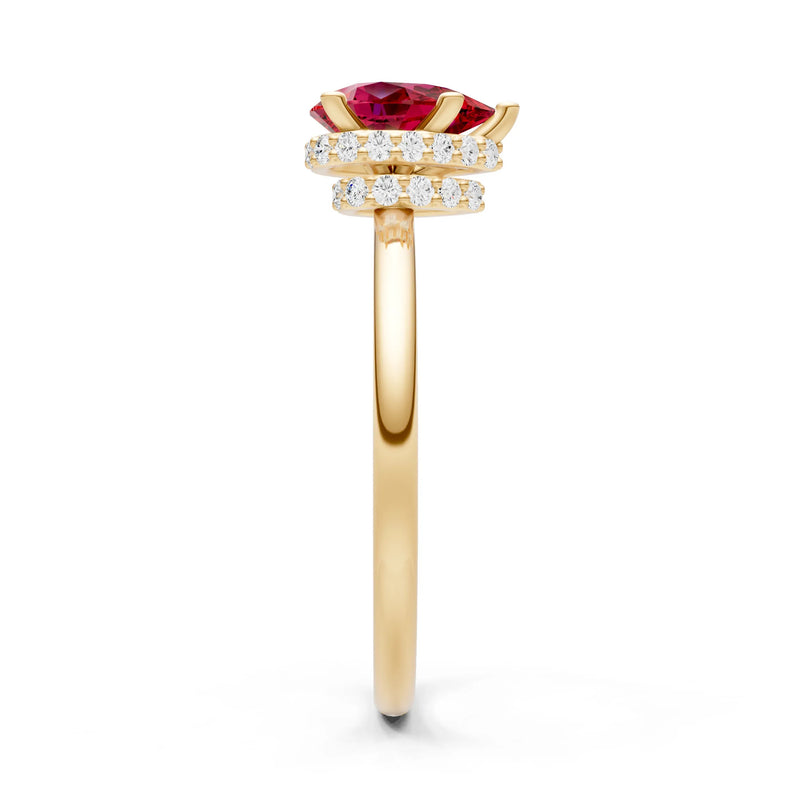 Ruby Pear Hidden Double Halo Engagement Ring