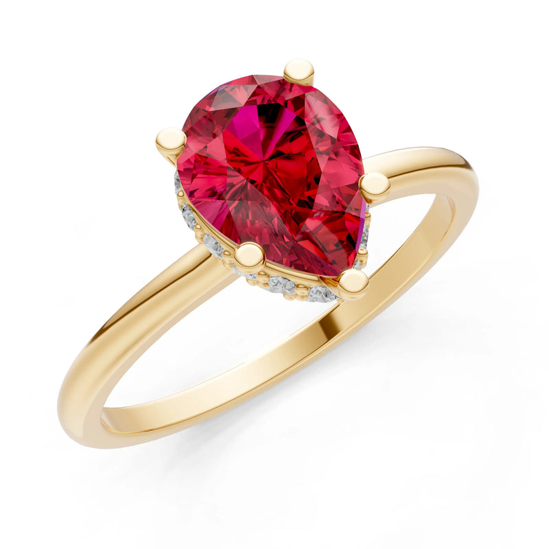 Pear Hidden Double Halo Engagement Ring