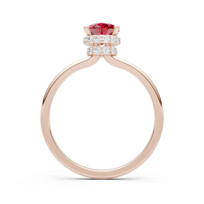 Ruby Pear Hidden Double Halo Engagement Ring