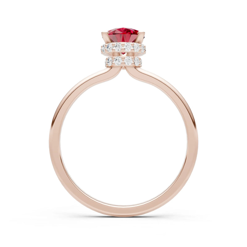 Ruby Pear Hidden Double Halo Engagement Ring