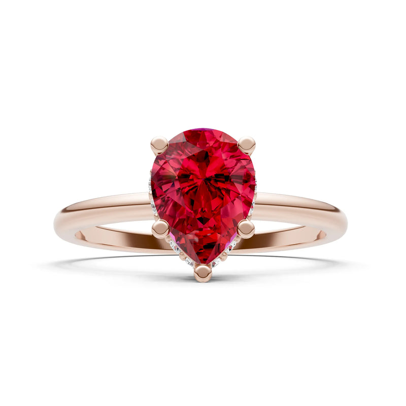 Pear Hidden Double Halo Engagement Ring