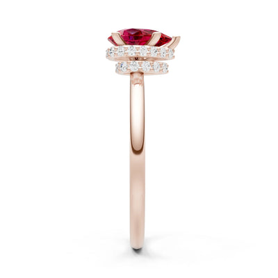 Ruby Pear Hidden Double Halo Engagement Ring