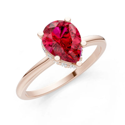 Pear Hidden Double Halo Engagement Ring