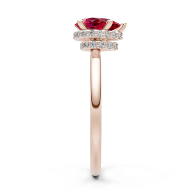 Pear Hidden Double Halo Engagement Ring