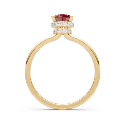 Pear Hidden Double Halo Engagement Ring