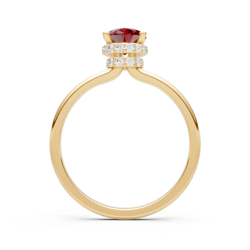 Pear Hidden Double Halo Engagement Ring