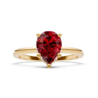 Pear Hidden Double Halo Engagement Ring