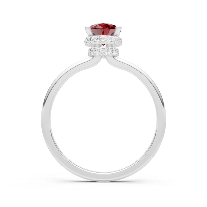 Pear Hidden Double Halo Engagement Ring