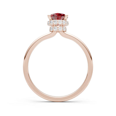 Pear Hidden Double Halo Engagement Ring