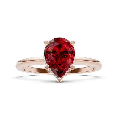 Pear Hidden Double Halo Engagement Ring