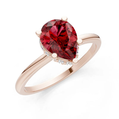 Pear Hidden Double Halo Engagement Ring