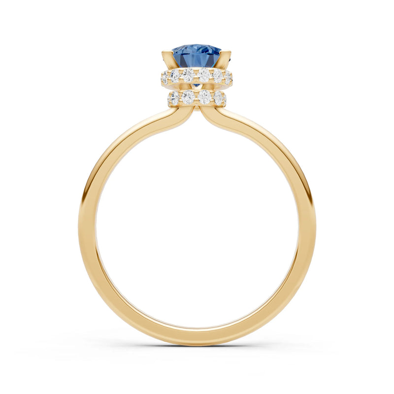 London Blue Topaz Pear Hidden Double Halo Engagement Ring
