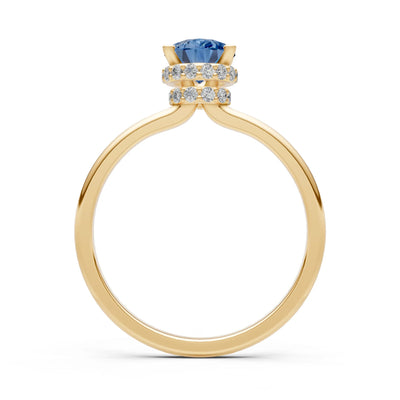 Pear Hidden Double Halo Engagement Ring