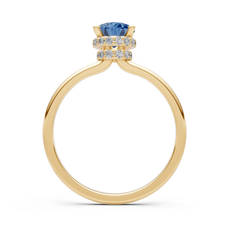 Pear Hidden Double Halo Engagement Ring