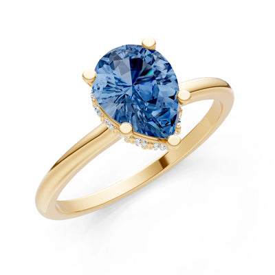 London Blue Topaz Pear Hidden Double Halo Engagement Ring