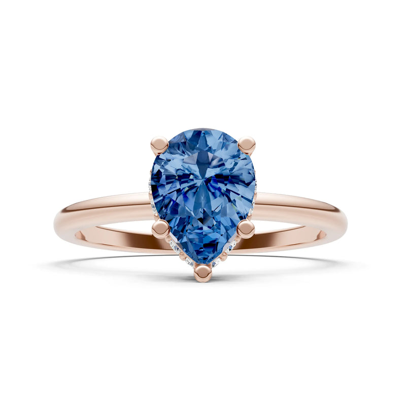 Pear Hidden Double Halo Engagement Ring