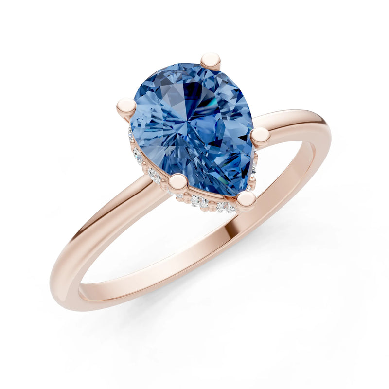Pear Hidden Double Halo Engagement Ring