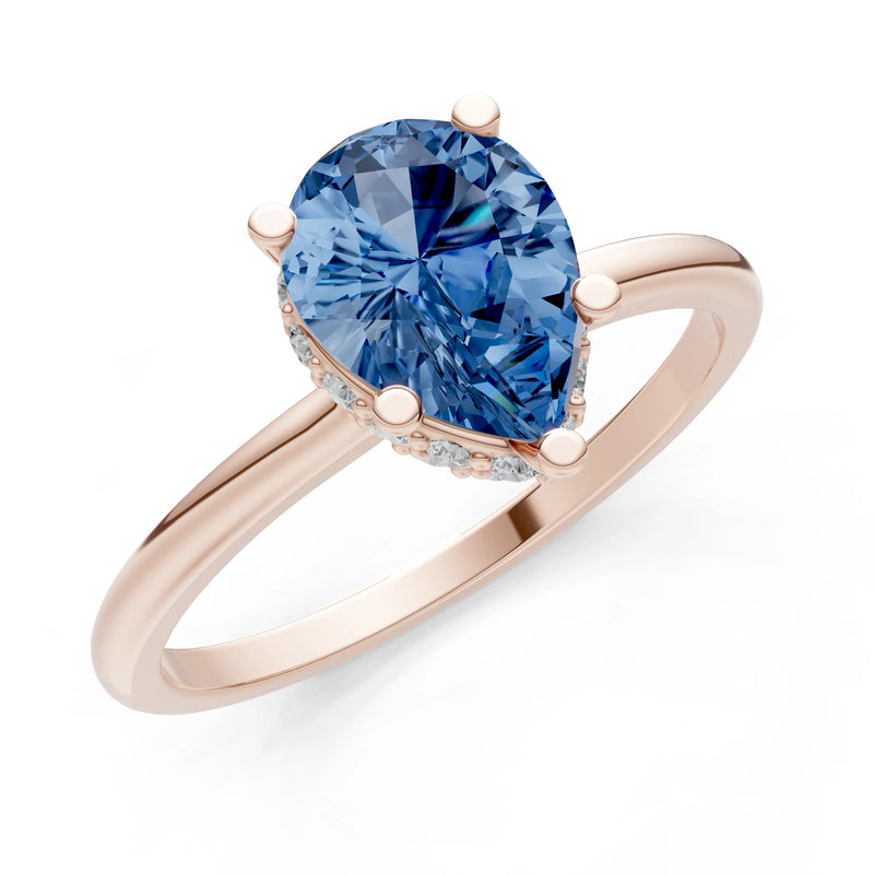 Pear Hidden Double Halo Engagement Ring