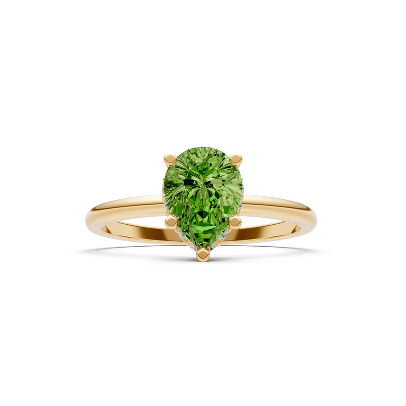 Pear Hidden Double Halo Engagement Ring