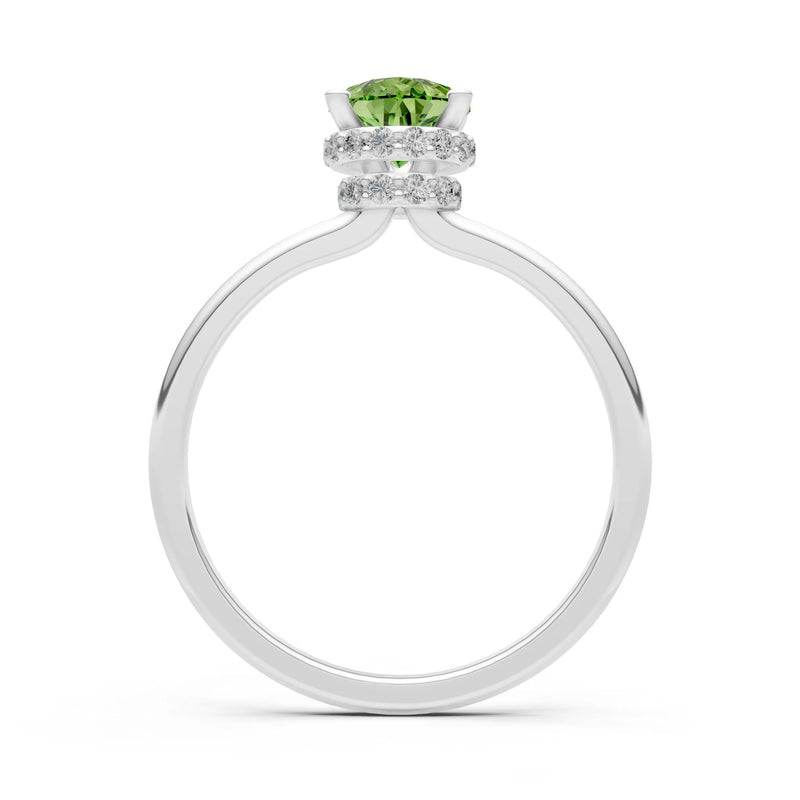 Pear Hidden Double Halo Engagement Ring