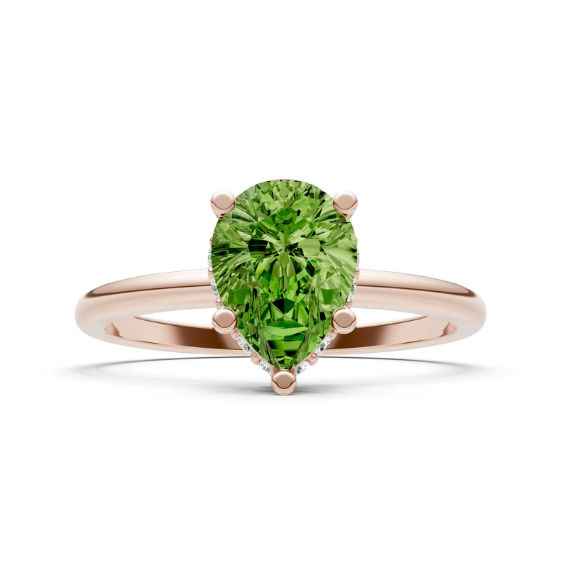 Pear Hidden Double Halo Engagement Ring