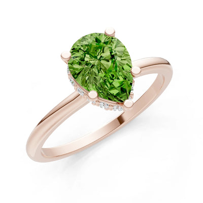 Pear Hidden Double Halo Engagement Ring