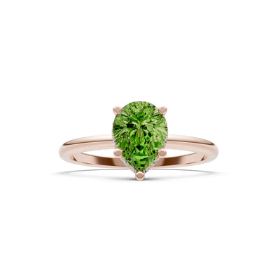Pear Hidden Double Halo Engagement Ring