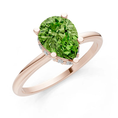 Pear Hidden Double Halo Engagement Ring