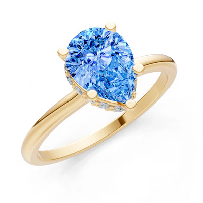 Pear Hidden Double Halo Engagement Ring