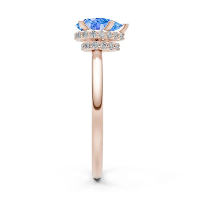Pear Hidden Double Halo Engagement Ring
