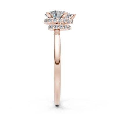 Pear Hidden Double Halo Engagement Ring