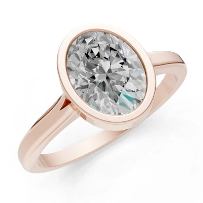 Solid Gold Oval Gemstone Engagement Ring