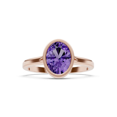 Solid Gold Oval Gemstone Engagement Ring
